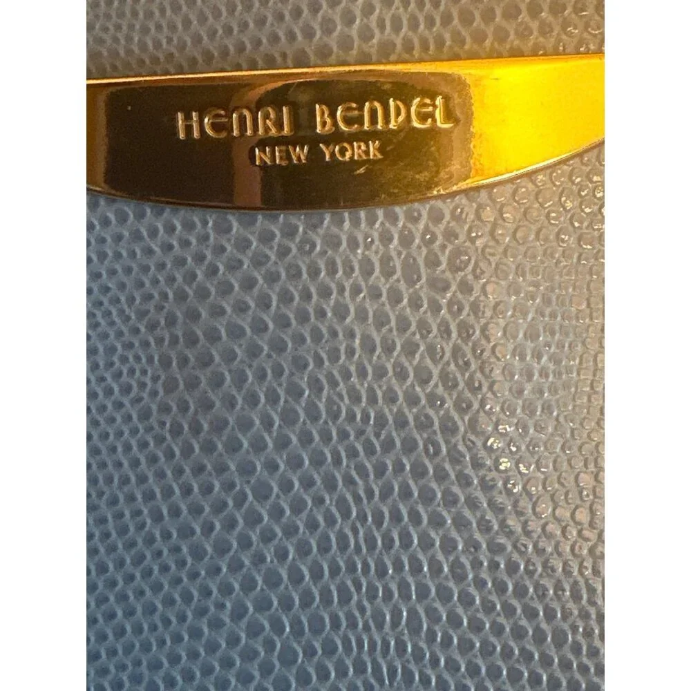 Henri Bendel New York Light Blue Leather Handbag Cross Body Strap